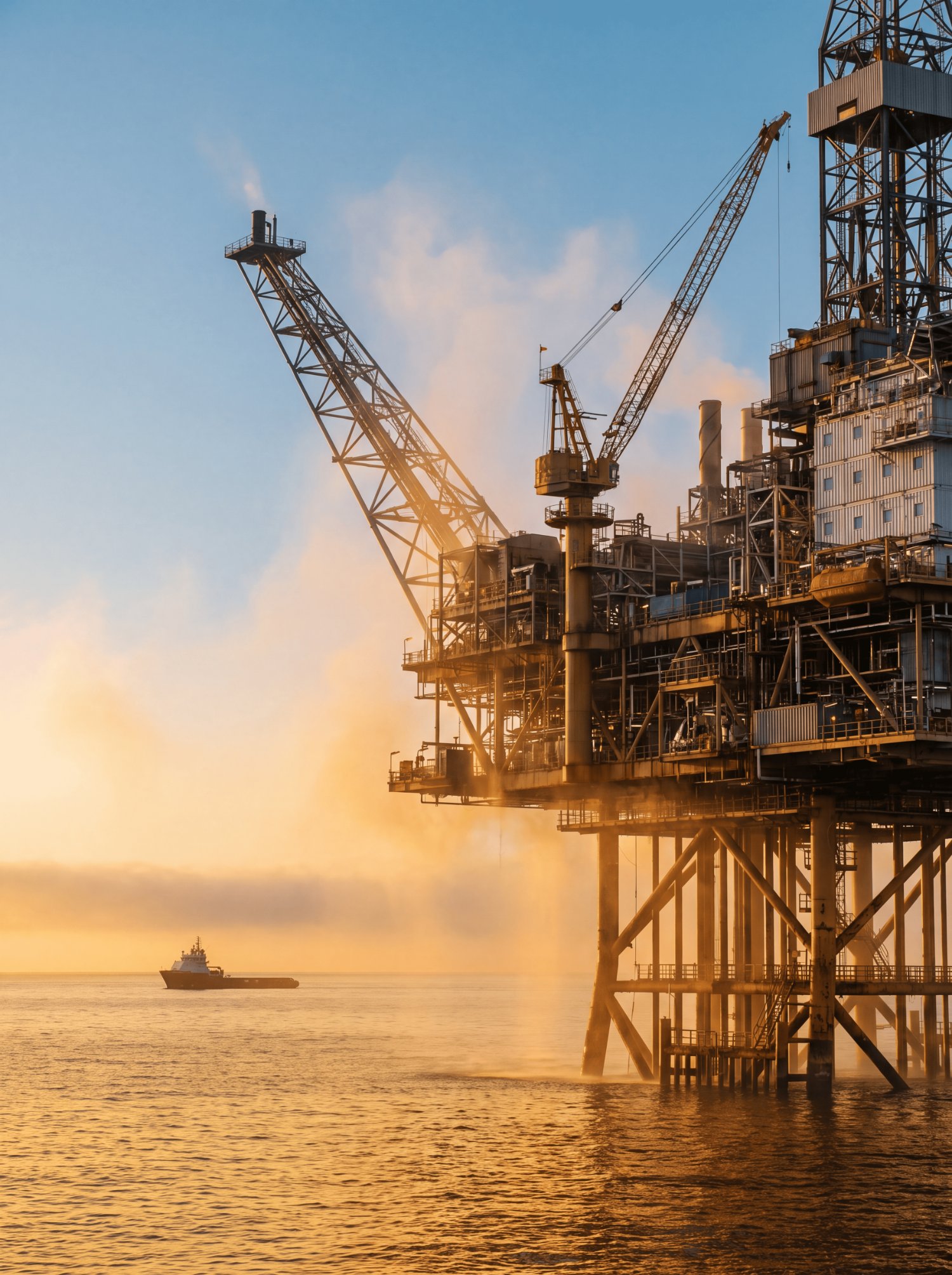 Offshore platform at golden hour — buying a business